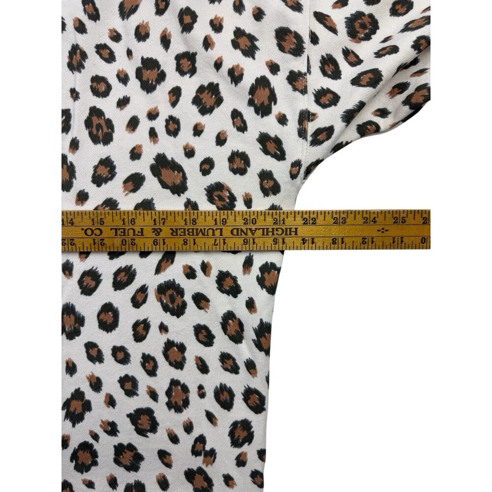 J.Crew Sweatshirt Leopard Print Cream Brown 3/4 Sleeve Boat Neck Women’s Medium - Picture 6 of 9